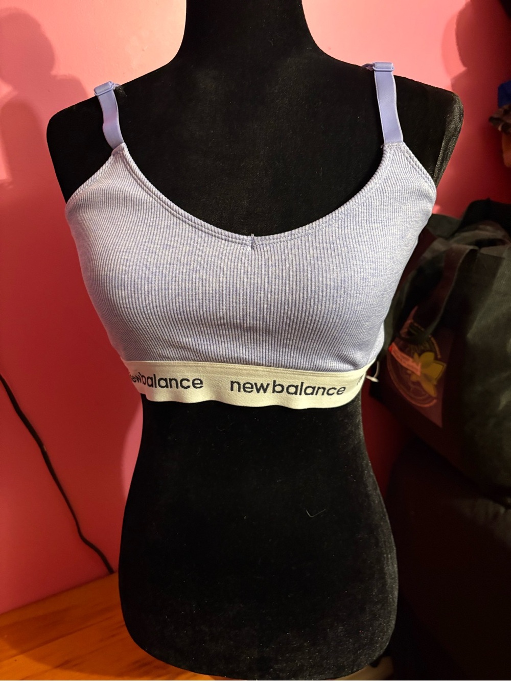 New Balance Lavender Ribbed Sports Bralette with Logo Band